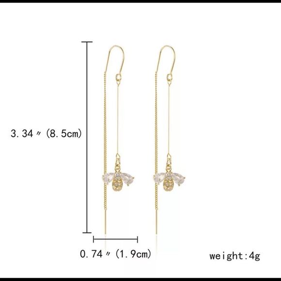 Bee Tassel Earrings Godl Plated - Picture 5 of 5